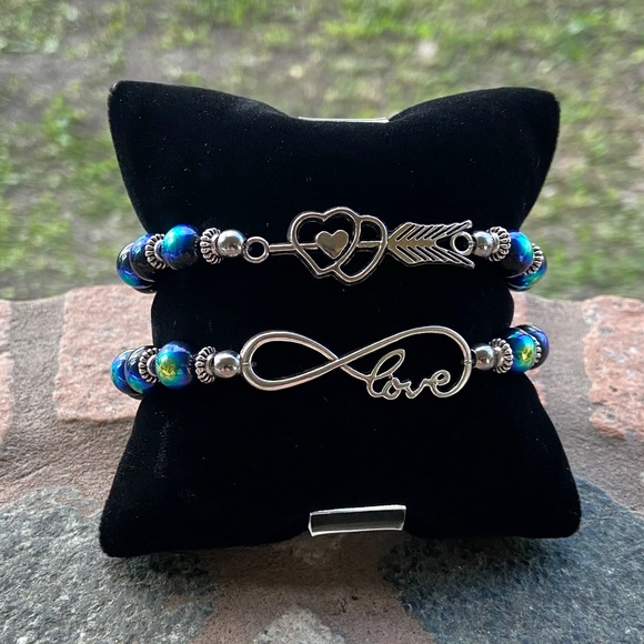 Iridecent beads heart arrow & infinity love set - Picture 5 of 10